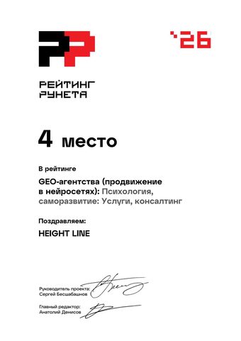 GEO — агентства (продвижение в нейросетях) — Психология, саморазвитие: Услуги, консалтинг — 4 место